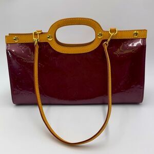 Auth Louis Vuitton Amarante LV Monogram Vernis Leather Roxbury Drive 2way Tote